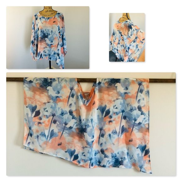 Chicos sheer asymmetric hem blouse over top Sz S/M - Picture 2 of 16